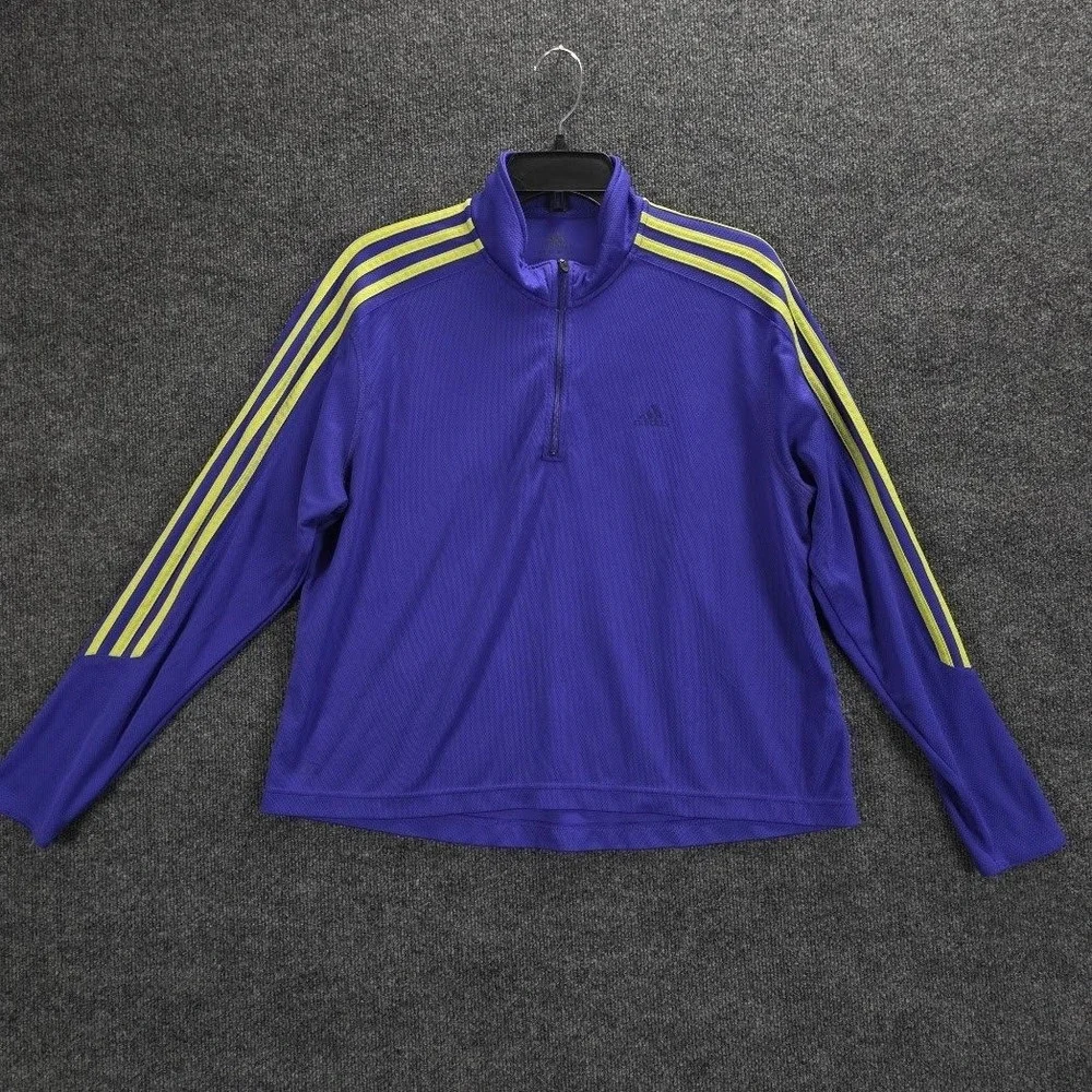 Vintage 2005 Adidas Response 1/4 Zip Pullover Purple Yellow Stripes Men's Medium
